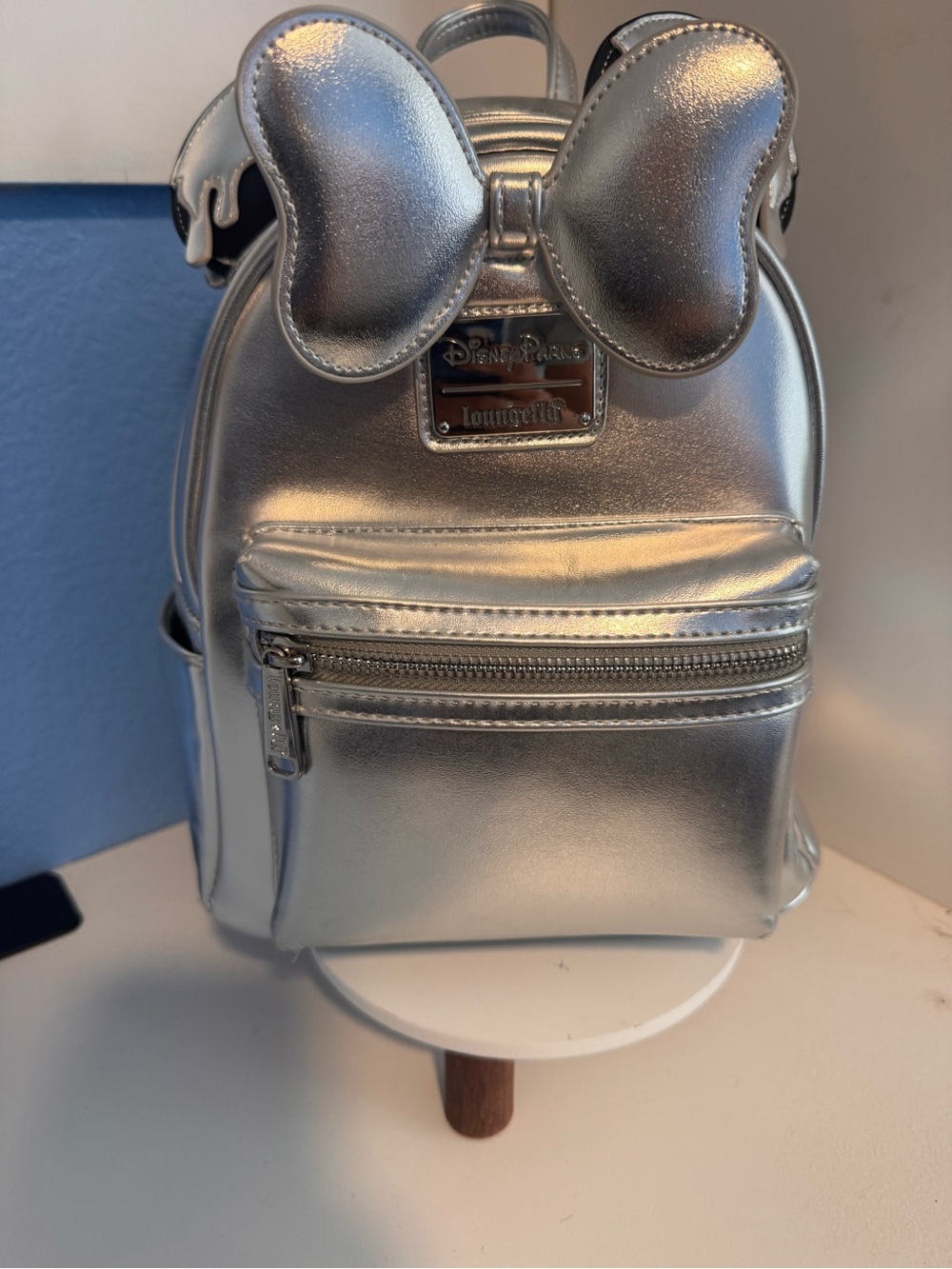 Loungefly Metallic Silver Minnie Ear Mini Backpack 100 years of Disney edition